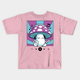 Groovy Mushroom Listening to Music Kids T-Shirt